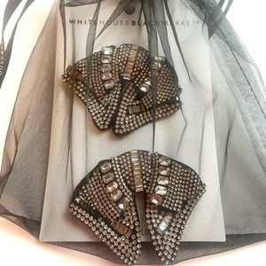 White House Black Market Glass Crystal Bow Shoe Clips, Set of 2, new with tags